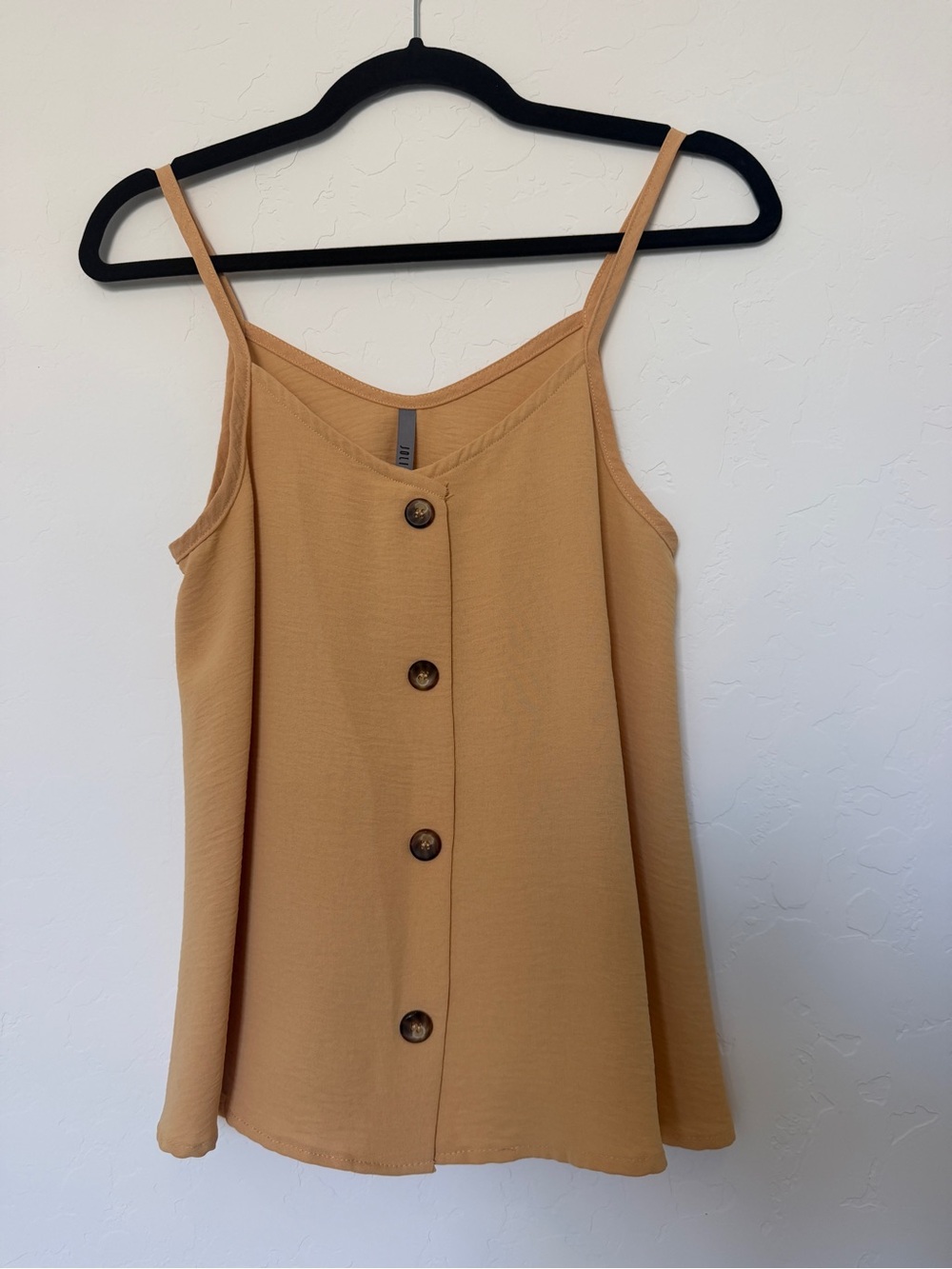 Mustard Button-Front Spaghetti Strap Tank | Small